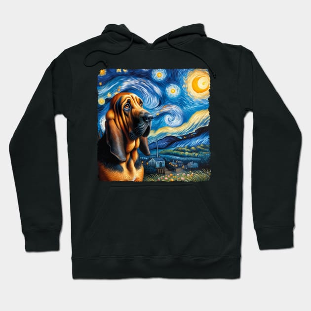 Starry Bloodhound Dog Portrait - Pet Portrait Hoodie by starry_night